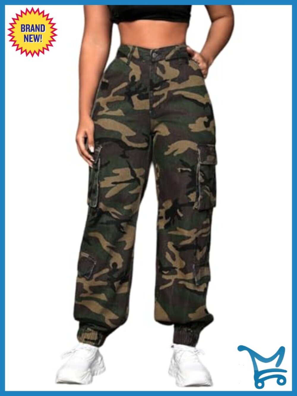 Camo Cargo Jogger Pants With Pockets Tapered Hiking Women's